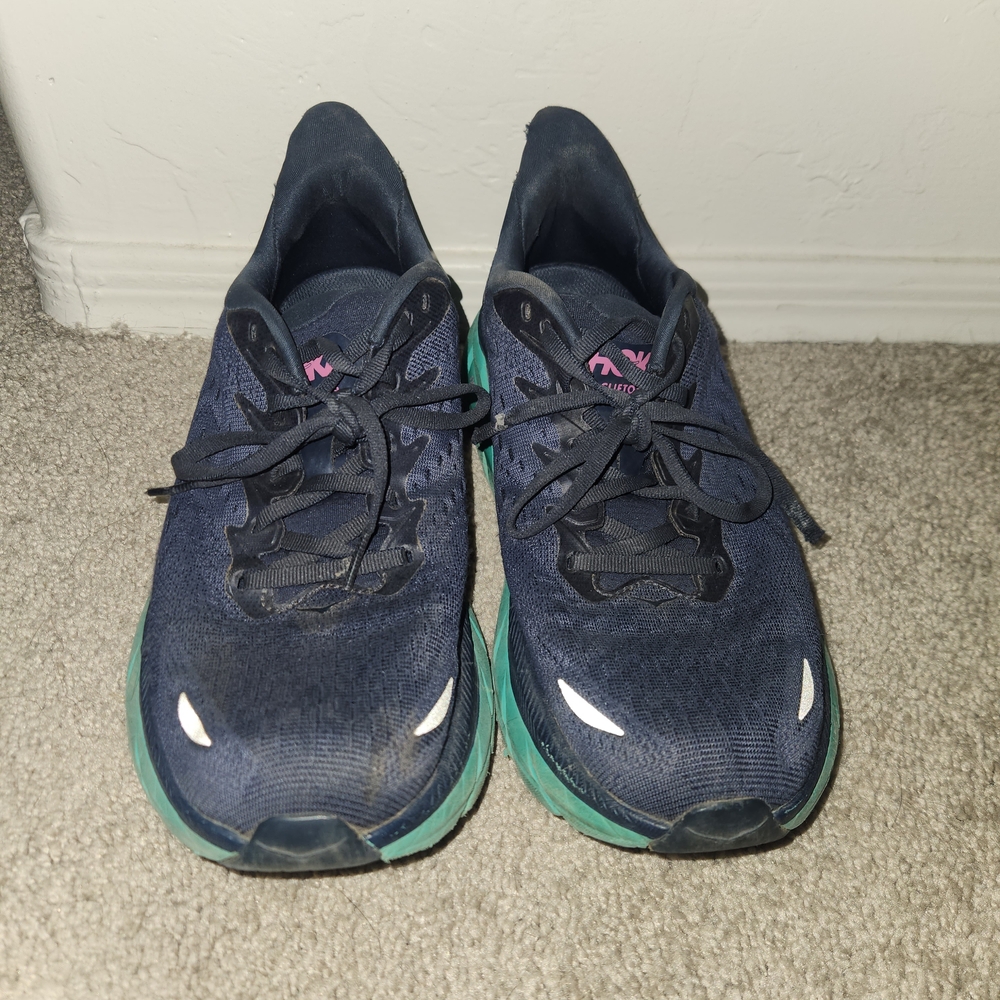 Hoka Navy and Teal Running Shoes